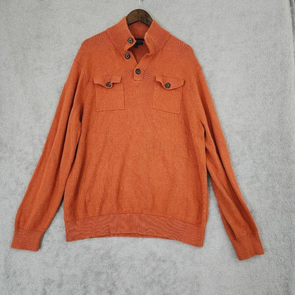 Banana Republic Orange Sweater Henly Pullover Cotton Men's XXL 19PT - Picture 1 of 7